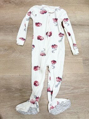 Carter's White Footed One-Piece Pajamas with Red Fire Truck Print